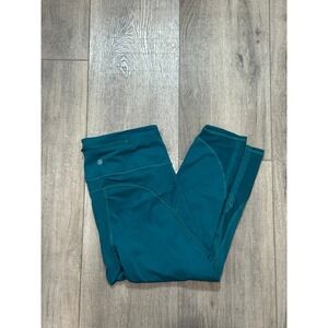 Athleta Lightning Capri Womens Small Teal Blue Mesh Leggings